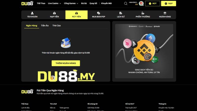 Hướng Dẫn Chi Tiết 2 Kênh Rút Tiền DU88 Phổ Biến
