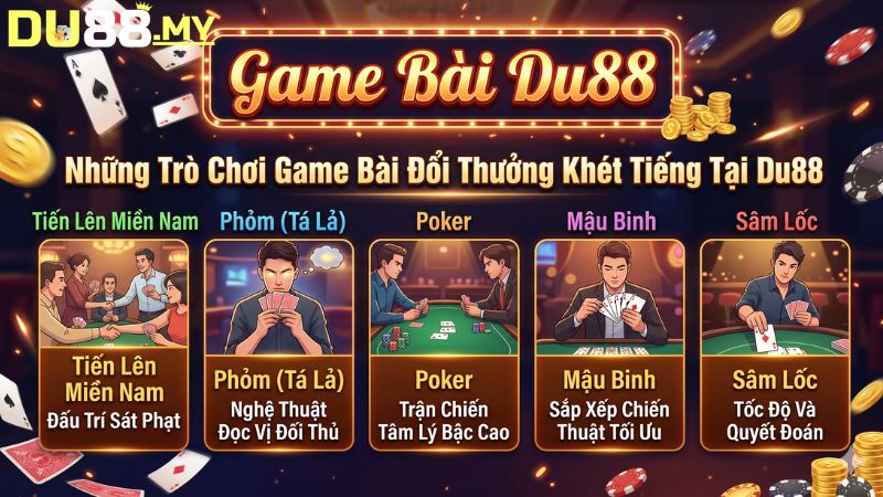 Những Trò Chơi Game Bài Đổi Thưởng Khét Tiếng Tại Du88